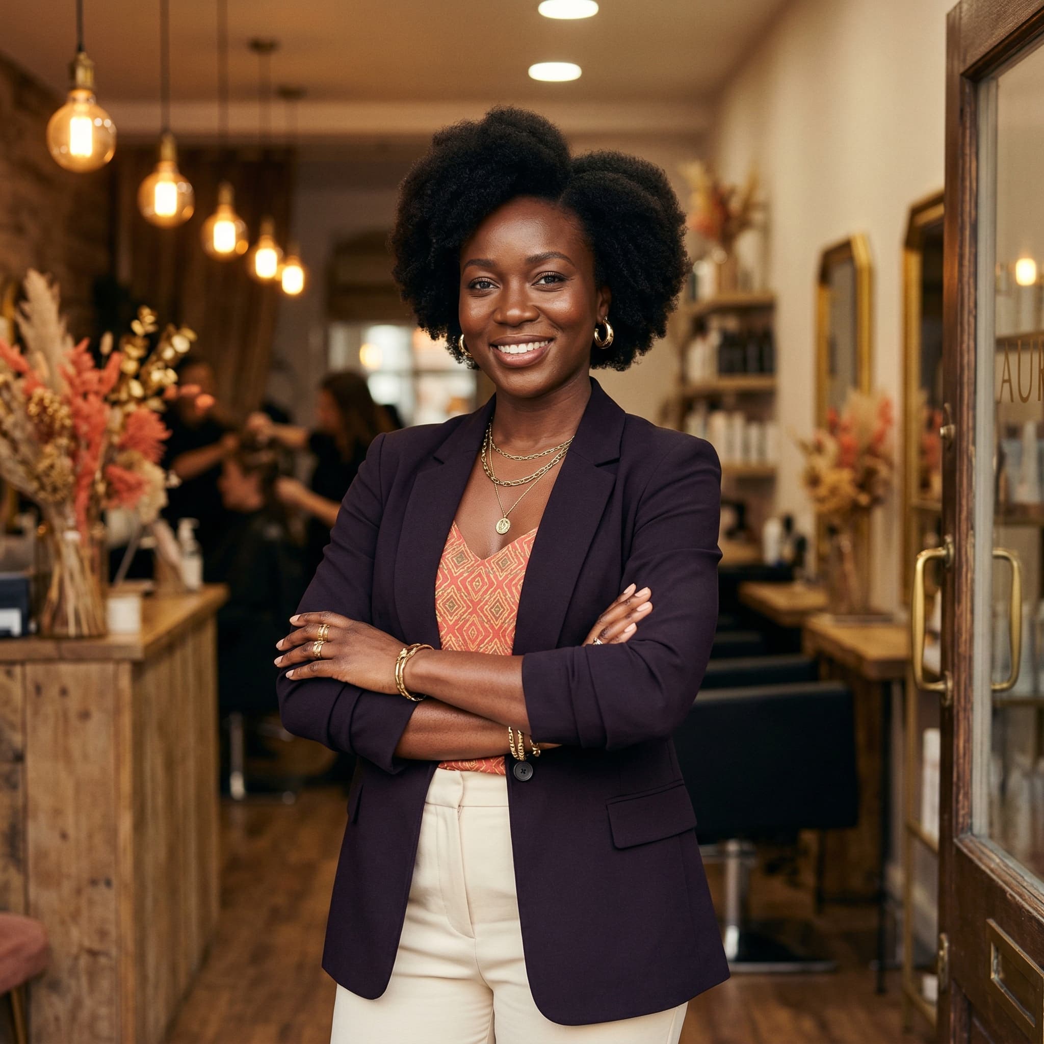 Coiffeuse au travail dans un salon Abidjan
